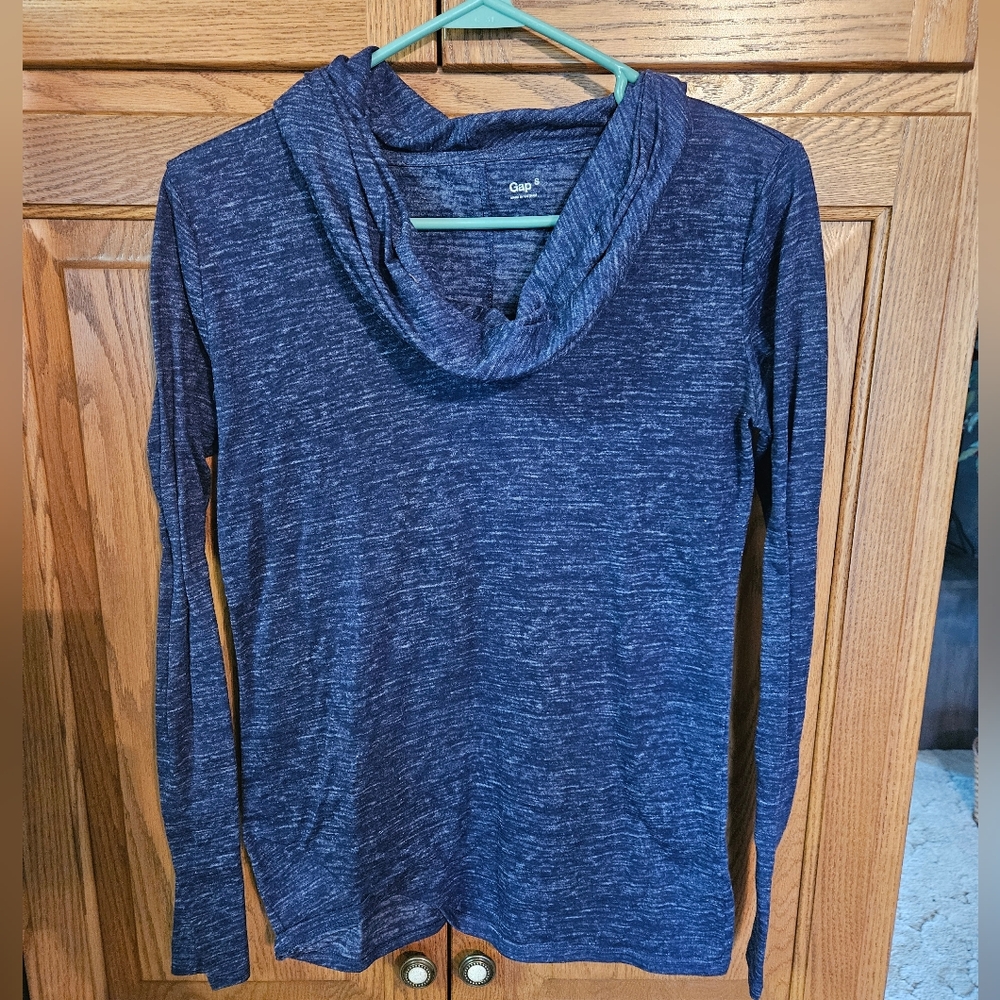 GAP Heathered Navy Cowl Neck Top